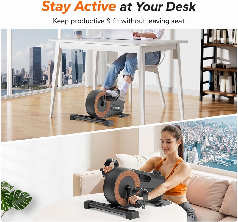 Merach Under Desk Bike Pedal Exerciser, Quiet Magnetic Mini Exercise Bike with App for Arm, Leg Recovery, Physical Therapy, Smooth Foot Desk Cycle with 2 Resistance Bands & Non-Slip Mat - Image 2